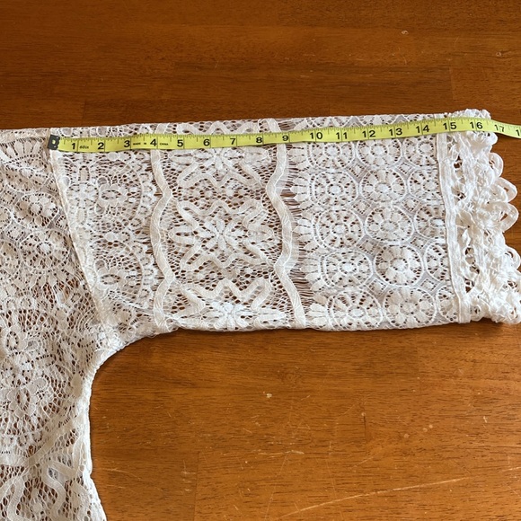 In Bloom by Jonquil Womens Size M/L White Lace Open Front Kimono Cover Up Robe - Picture 12 of 13
